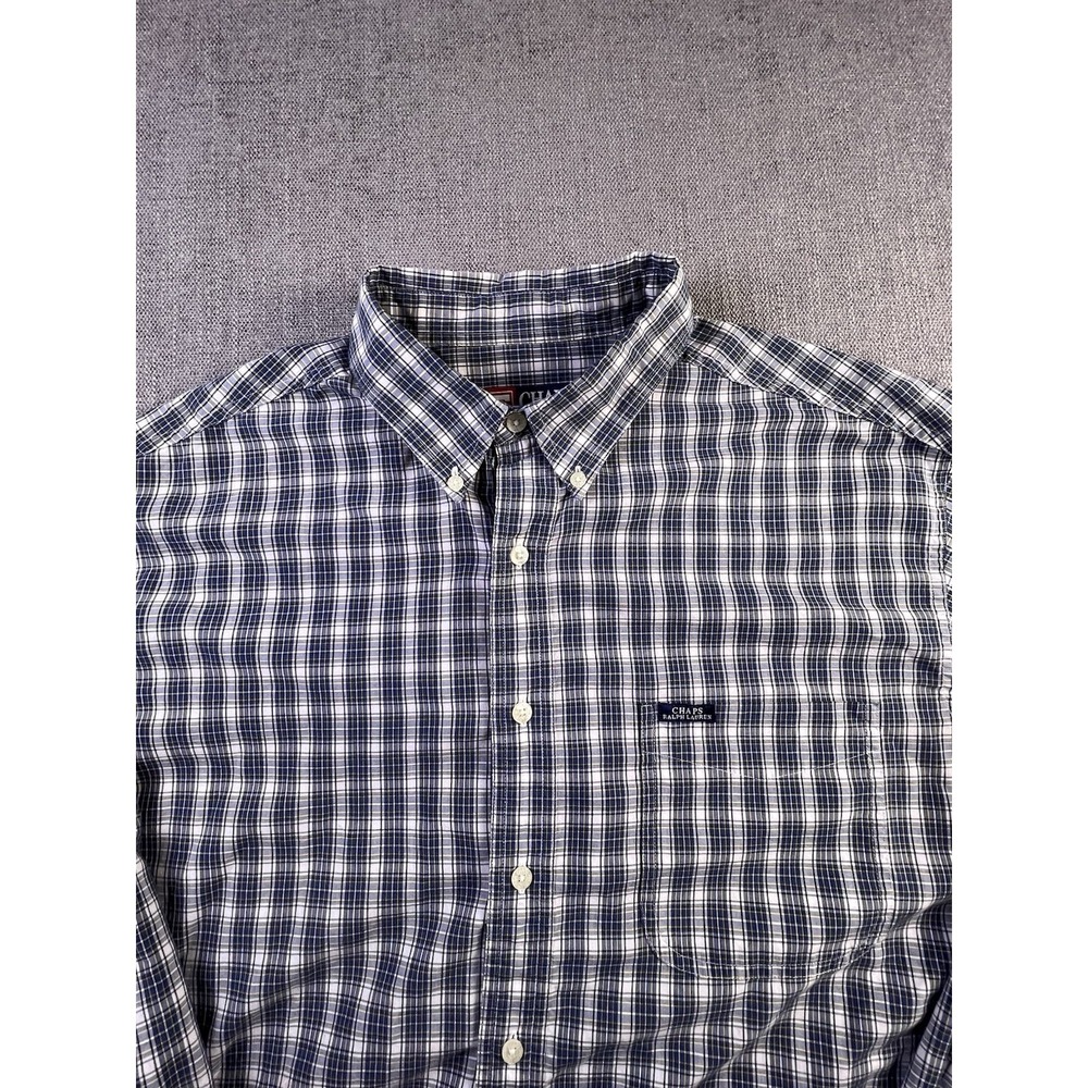 Chaps Ralph Lauren Shirt Men's XL Plaid Check Button Down Preppy 90s Casual